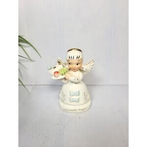 Vintage November Birthday Angel, Girl Figurine w Turkey Platter